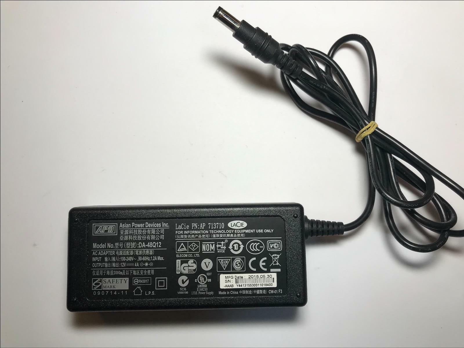 NEW Original APD 12V 4A DA-48Q12 AC Adapter for Lacie PN 713710 POWER DEVICES